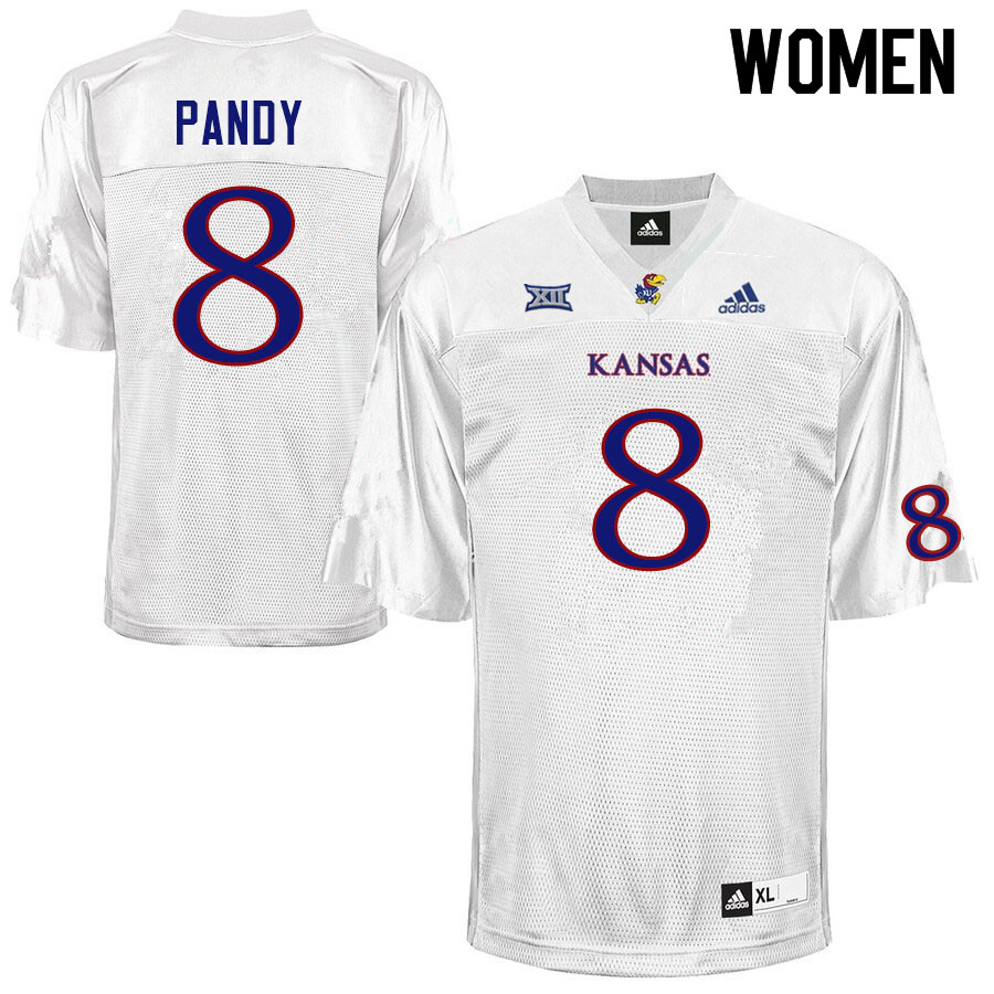 Women #8 Anthony Pandy Kansas Jayhawks College Football Jerseys Sale-White - Click Image to Close